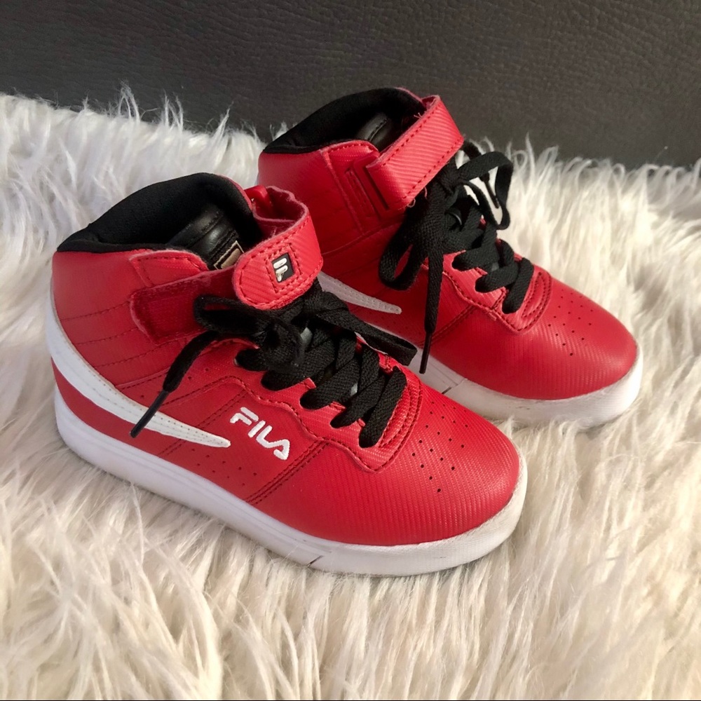 Fila red high top sneakers, size 11.5 toddler